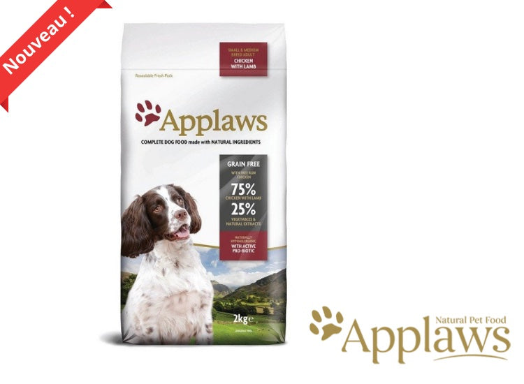 APPLAWS | Croquettes GF pour petit chien Adulte| hypoallergénique poulet & agneau small/medium